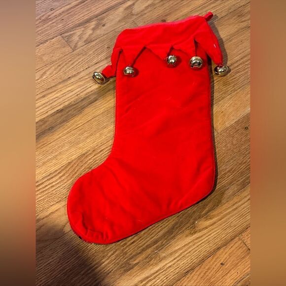 Vintage needlepoint nutcracker stocking with bells - Picture 5 of 11